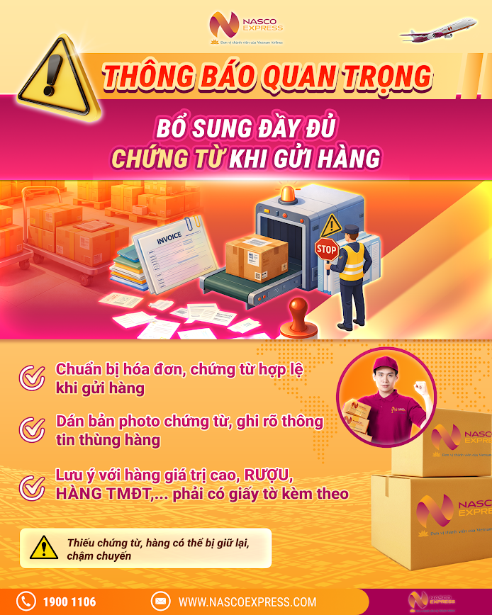 THÔNG BÁO TĂNG CƯỜNG KIỂM TRA CHỨNG TỪ HÀNG HÓA TẠI SÂN BAY NỘI BÀI – NASCO EXPRESS