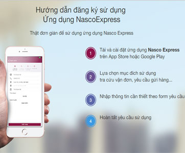 Ứng dụng tra cứu đơn hàng trực tuyến của Nasco Express 