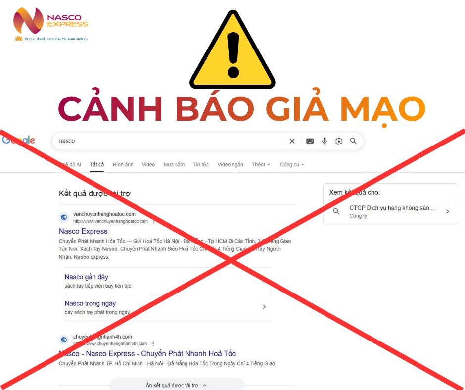 THÔNG BÁO CẢNH BÁO MẠO DANH THƯƠNG HIỆU NASCO EXPRESS