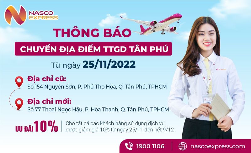 Thông báo chuyển địa điểm TTGD Tân Phú - Hồ Chí Minh