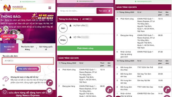 Dễ dàng theo dõi lộ trình trên app