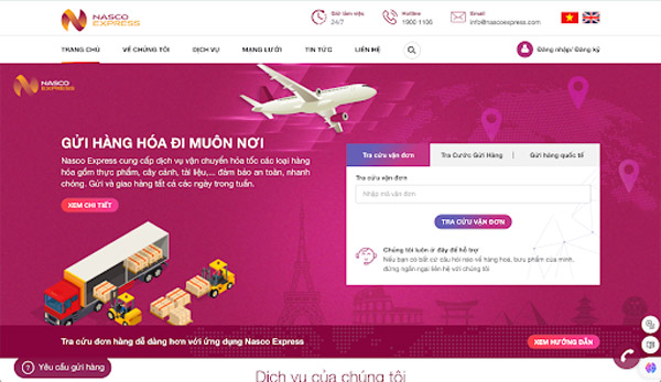 Kiểm tra mã vận đơn trên website của Nasco Express