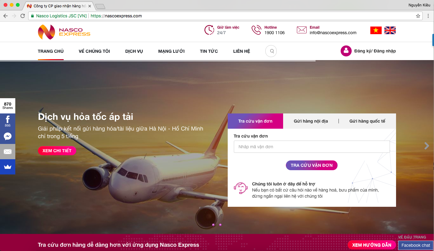 Hệ thống website Nasco Express